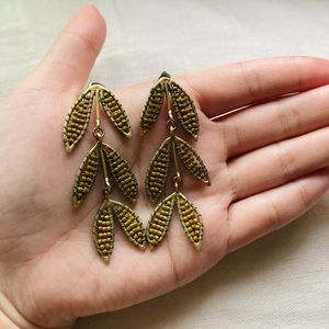 Alchemilla Falling Vines Olive Green Beaded Earrings